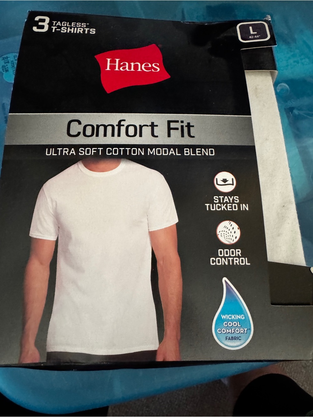 Hanes White Crew Neck Tagless T-Shirt Pack - Large